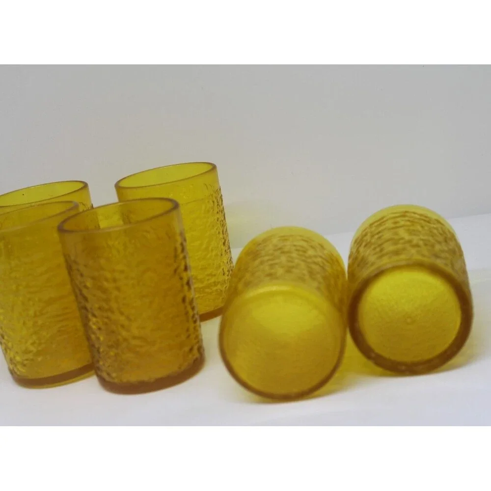 Restaurant Hard Plastic 5oz. Amber Juice Glasses Set of 6 Continental #3505